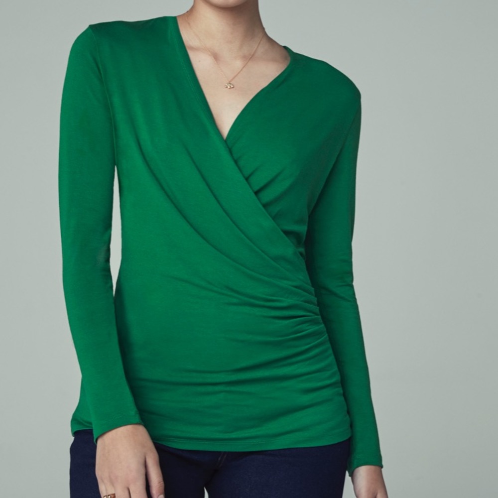 🆕 LTS Green Jersey Wrap Top